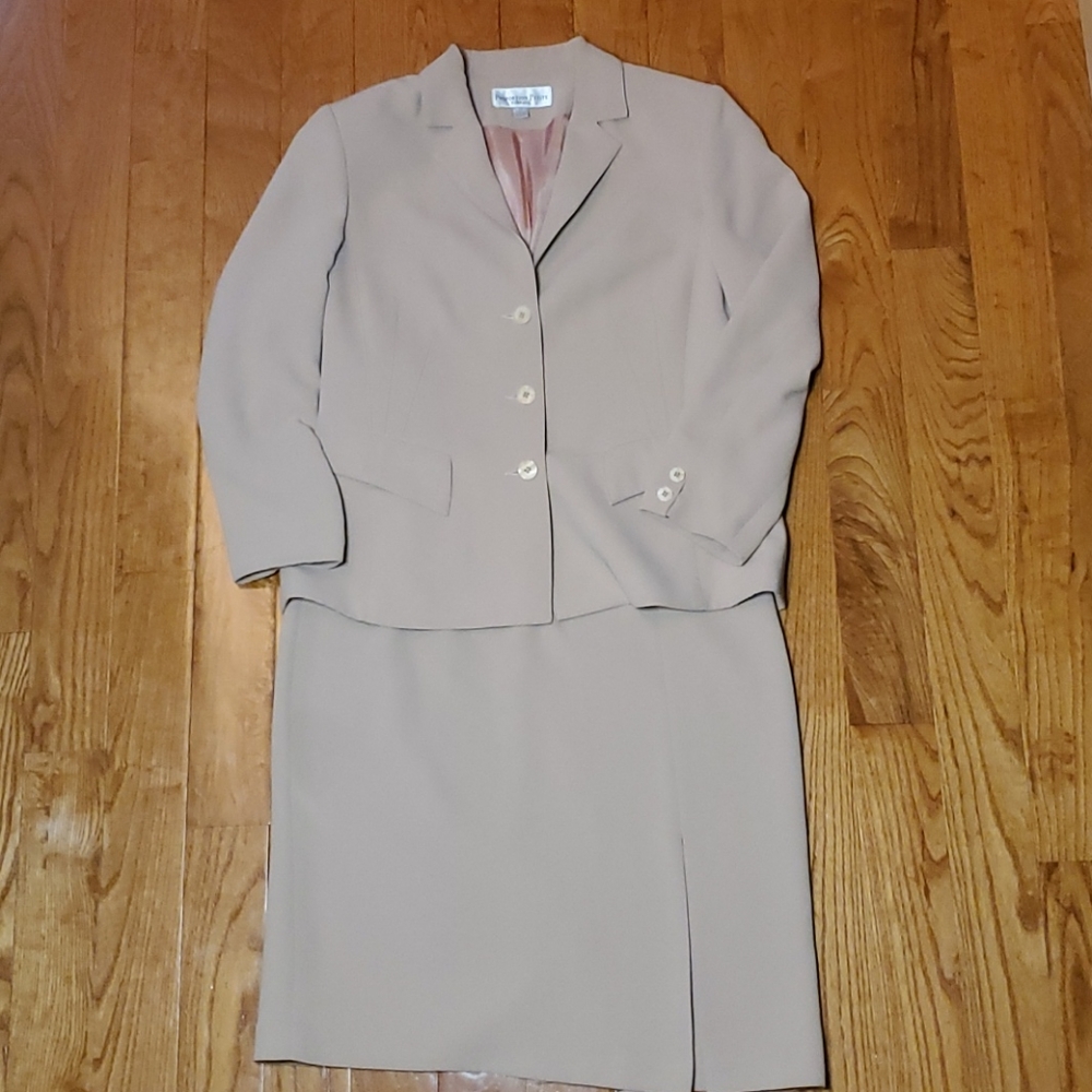 Beige Tan Skirt Suit
